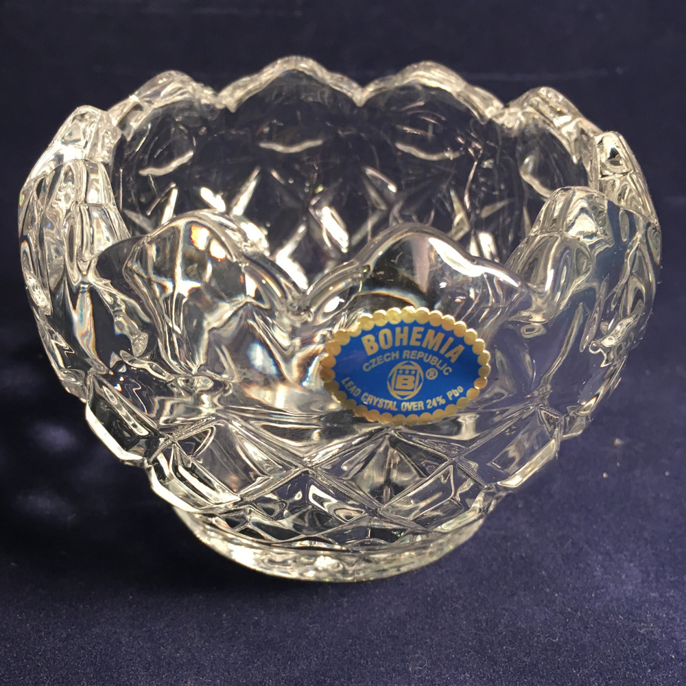 BOHEMIA CZECH - Crystal Glass Small Bowl, 1980s